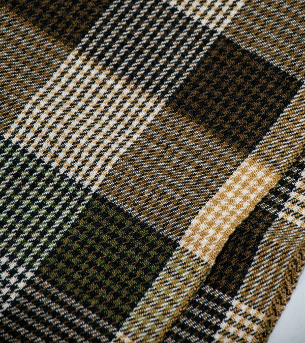 Margaret Howell 'Puppytooth Overcheck Scarf' (Khaki Black Lambswool)