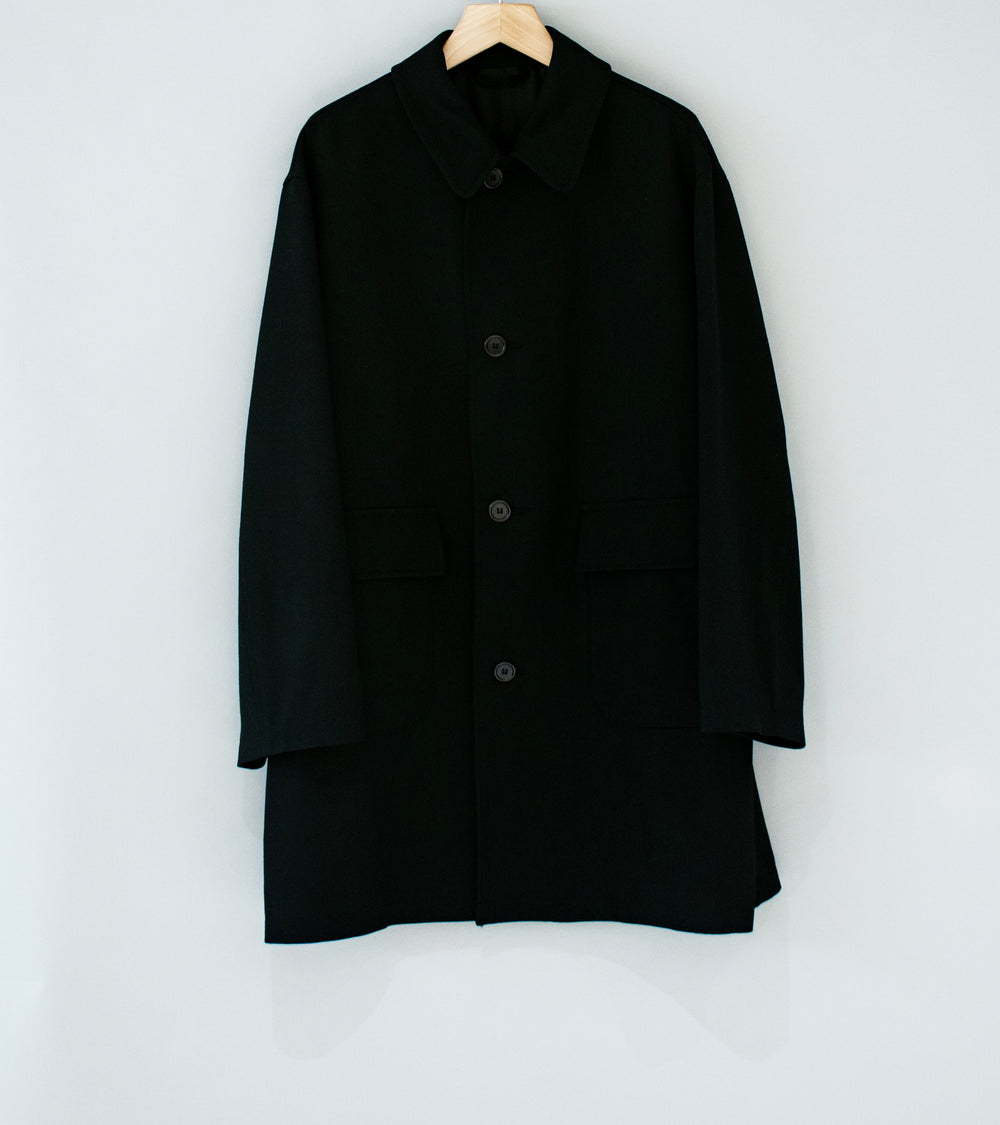 James Coward 'Utility Coat' (Black Wool Gabardine)