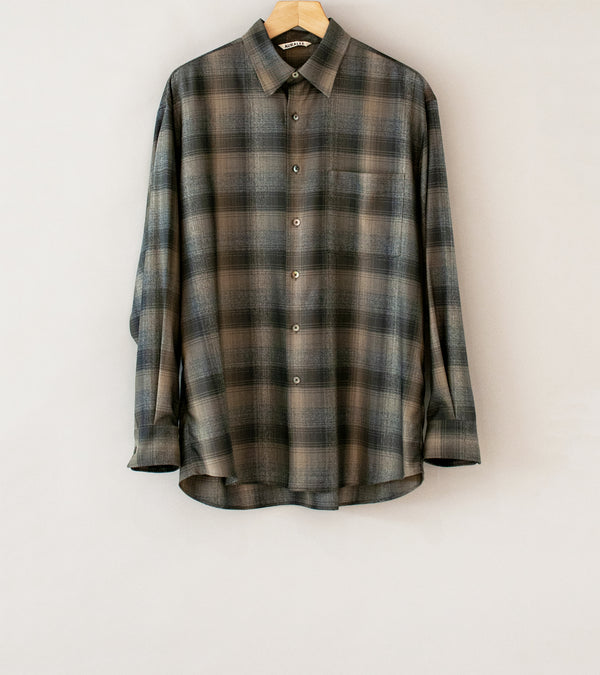 Auralee 'Super Light Wool Check Shirt' (Charcoal Gray Check)