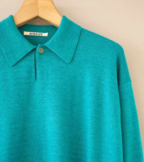 Auralee 'Cashmere Silk Wool Knit Polo' (Aqua Blue) – C'H'C'M'