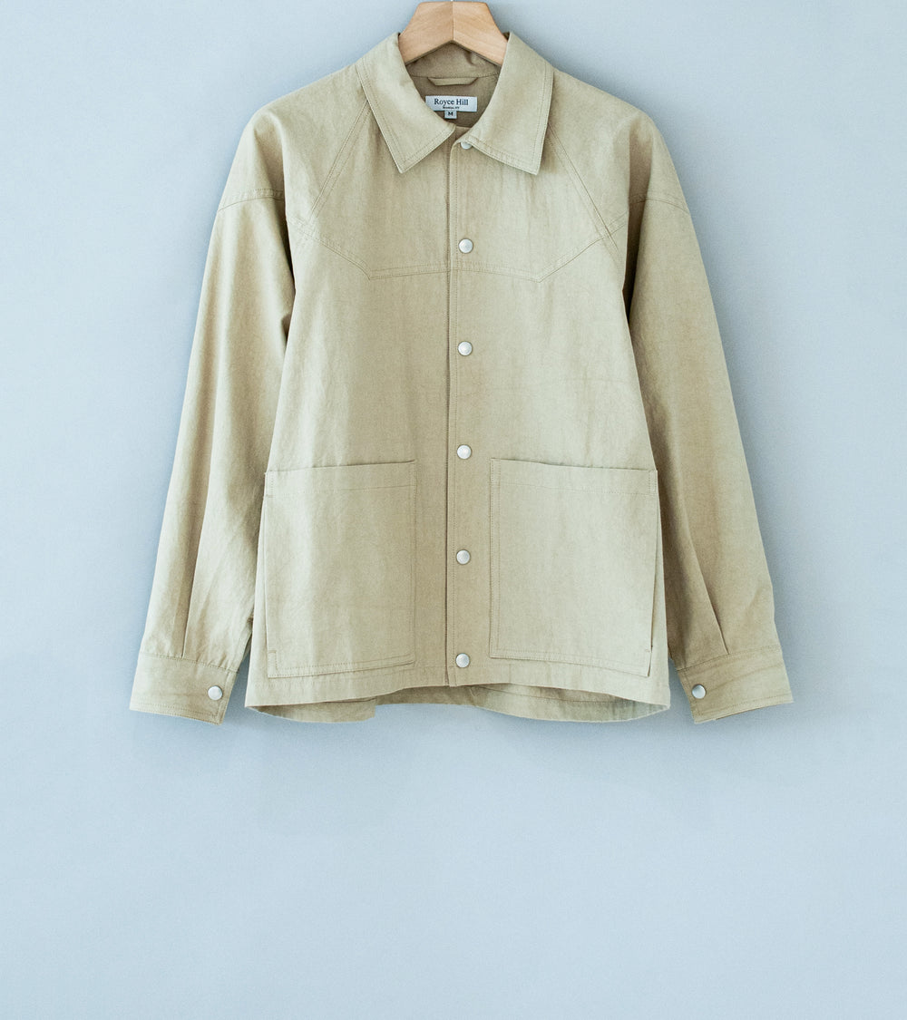 Royce Hill ‘Paneled Snap Jacket’ (Light Khaki Cotton Dyed Twill)