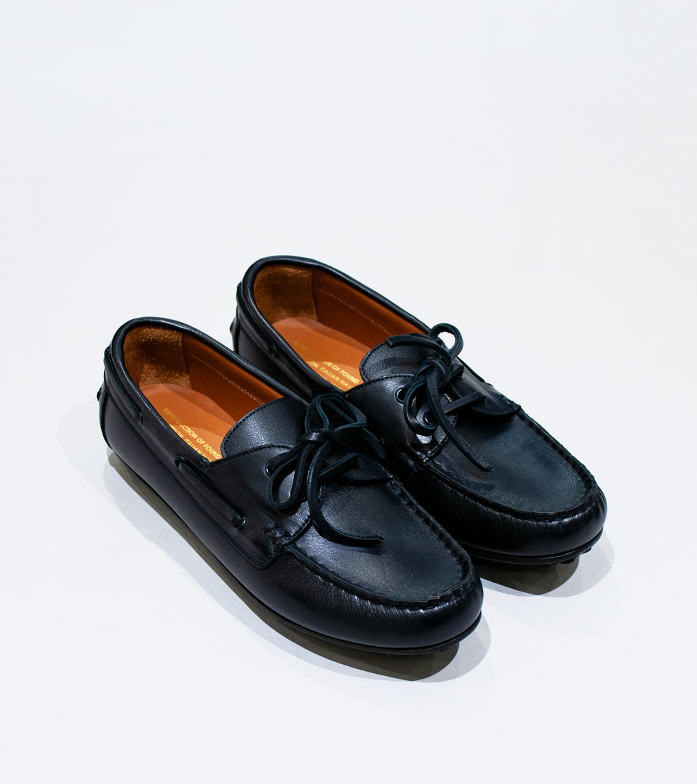 Reproduction of Found 'Italian Military Navy Deck Shoe' (Dark Navy Leather)