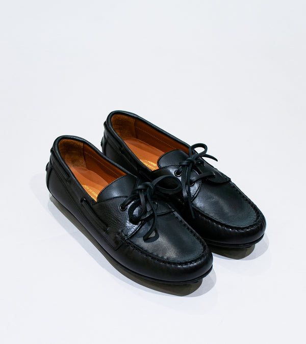 Reproduction of Found 'Italian Military Navy Deck Shoe' (Black Leather)