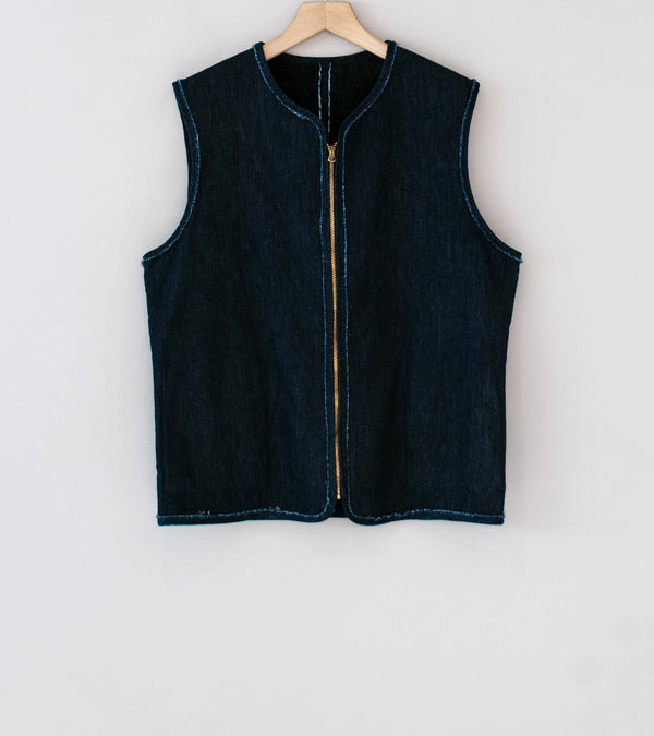 Awasa 'Denim Boa Reversible Vest' (Indigo Black)