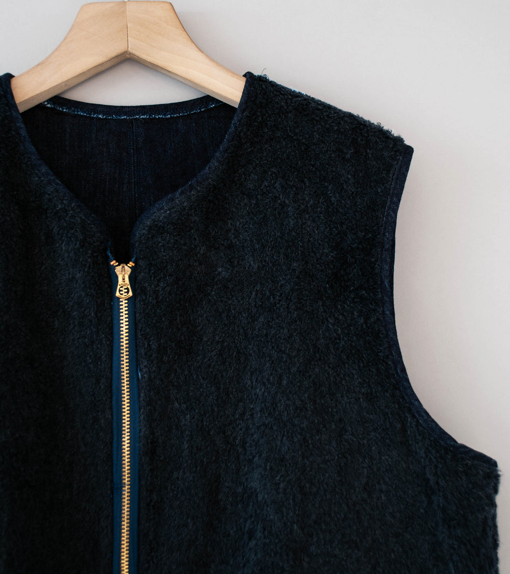 Awasa 'Denim Boa Reversible Vest' (Indigo Black)