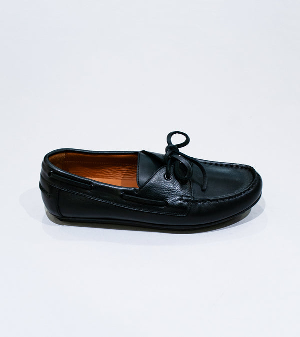 Reproduction of Found 'Italian Military Navy Deck Shoe' (Black Leather)