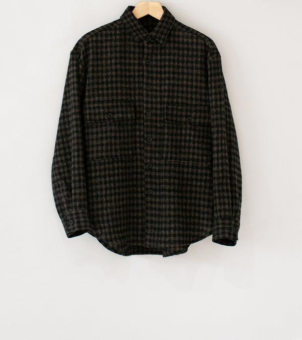 Evan Kinori 'Big Shirt' (Black Brown Wool Gauze Check)