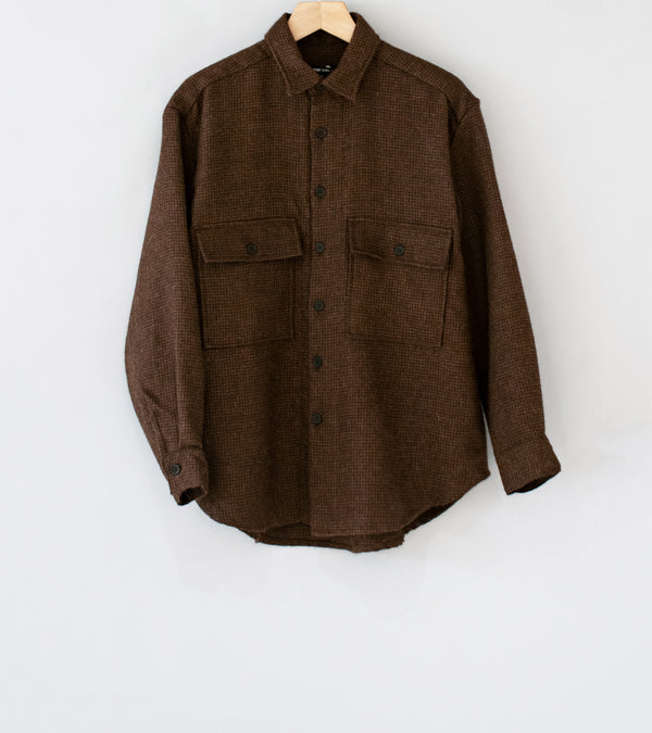 Evan Kinori 'Big Shirt' (Undyed Brown Alpaca Houndstooth)