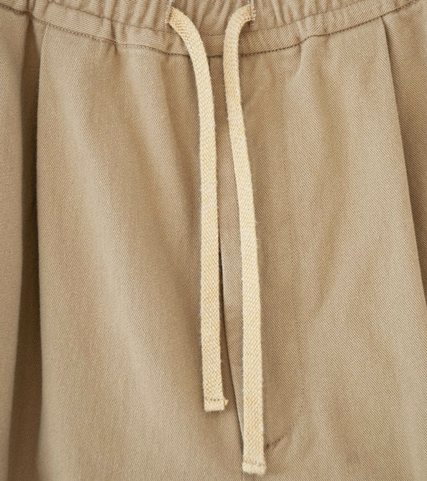 Awasa 'Hard Twist Cotton Twill Wide Easy Shorts' (Khaki)