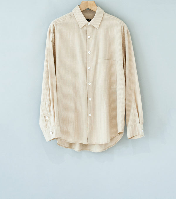 Evan Kinori 'Big Shirt Two (Beige Natural Cotton Linen Stripe)