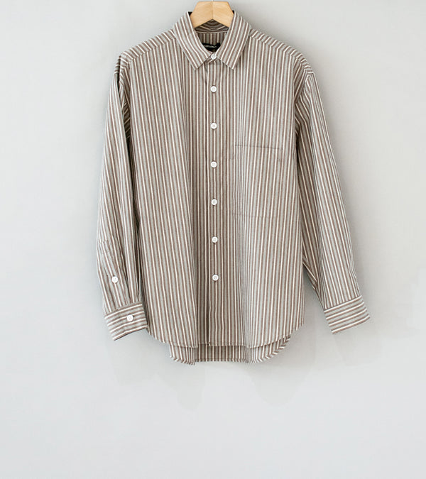 Evan Kinori 'Big Shirt Two (Brown Blue White Multi Stripe Cotton Typewriter)