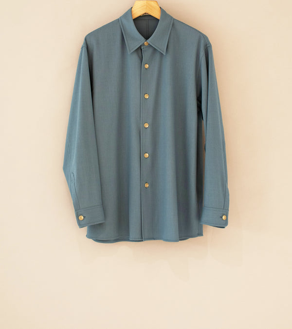 Auralee 'Hard Twist Wool Dobby Shirt' (Blue Gray)