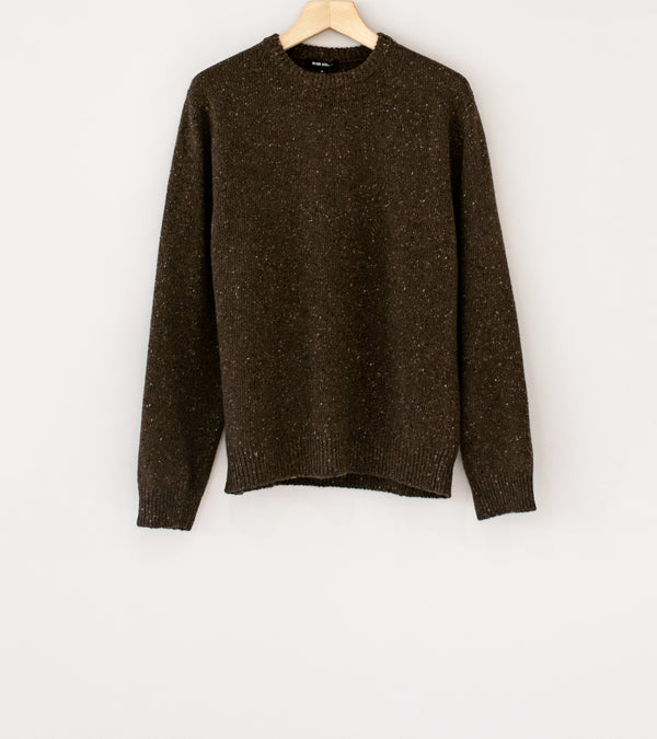 Evan Kinori 'Crewneck Sweater' (Brown Donegal recycled Cashmere Wool)