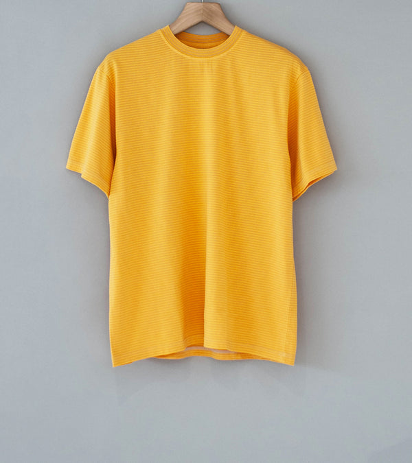 Yonetomi 'Garment Dyed Striped T-Shirt' (Yellow Light Gray)
