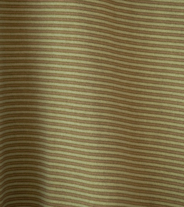 Yonetomi 'Garment Dyed Striped T-Shirt' (Olive Light Brown)