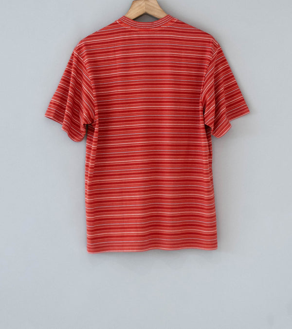 Yonetomi 'Garment Dyed Striped T-Shirt' (Terracotta White)