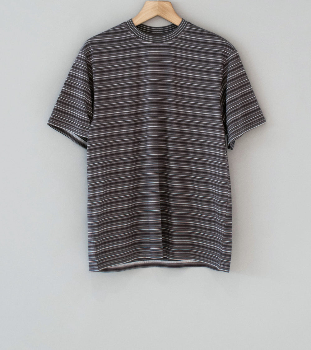 Yonetomi 'Garment Dyed Striped T-Shirt' (Gray White)