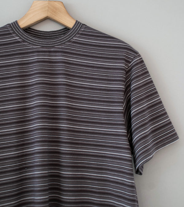 Yonetomi 'Garment Dyed Striped T-Shirt' (Gray White)
