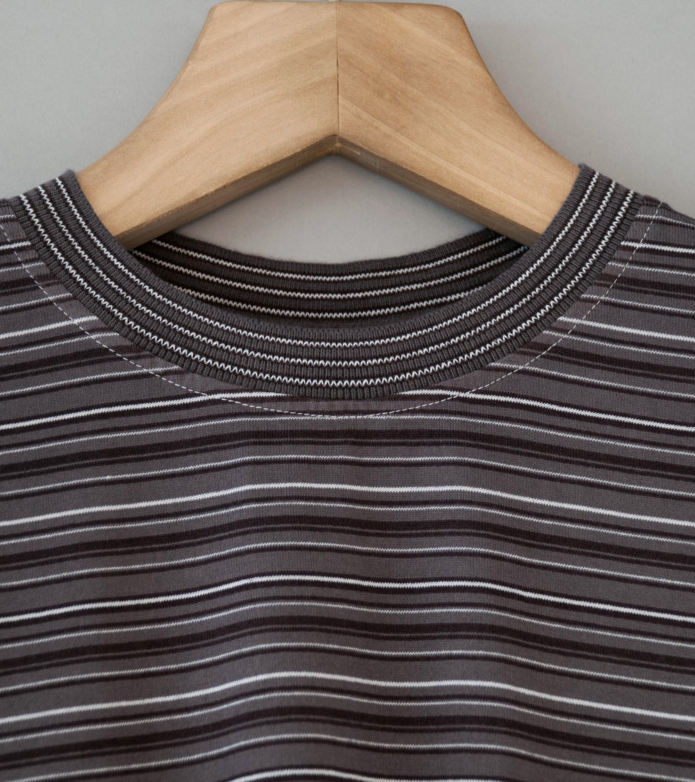 Yonetomi 'Garment Dyed Striped T-Shirt' (Gray White)