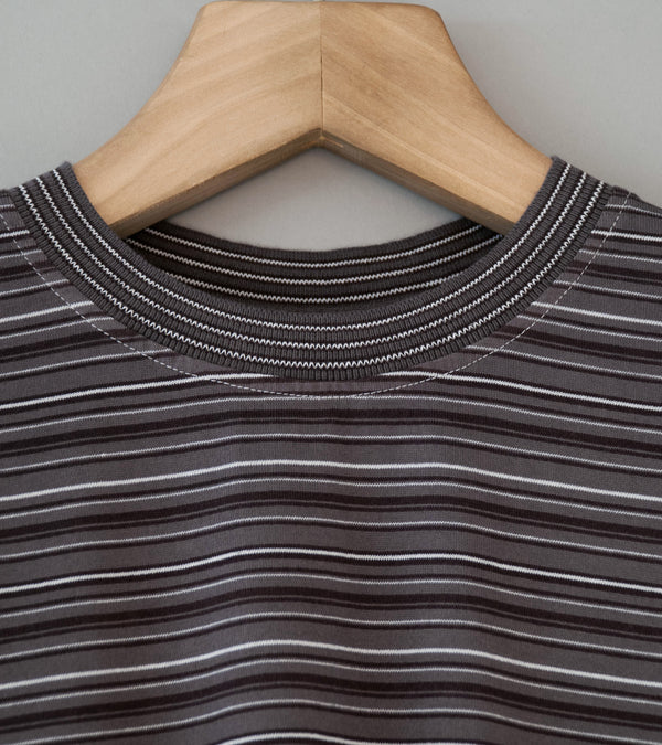 Yonetomi 'Garment Dyed Striped T-Shirt' (Gray White)