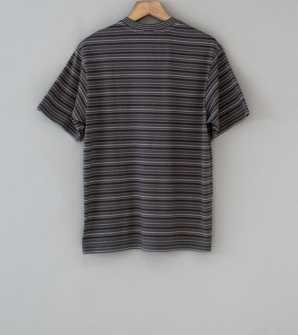 Yonetomi 'Garment Dyed Striped T-Shirt' (Gray White)