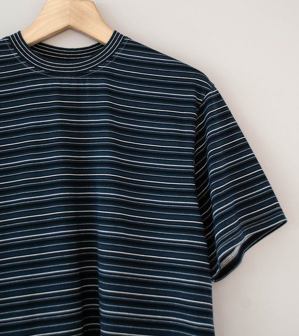 Yonetomi 'Garment Dyed Striped T-Shirt' (Black Navy White)