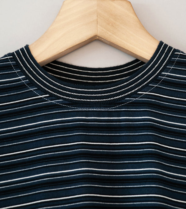 Yonetomi 'Garment Dyed Striped T-Shirt' (Black Navy White)