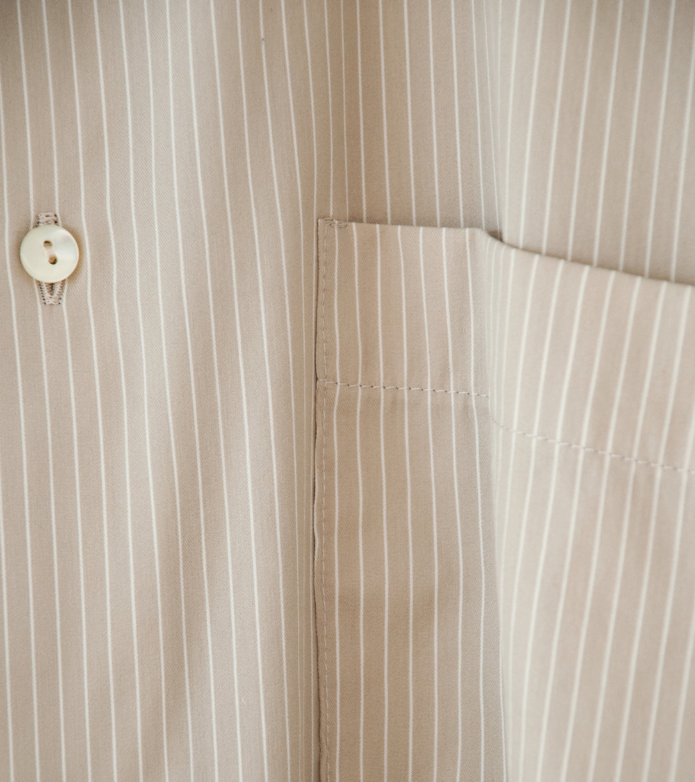 Stoffa 'Spread Collar Shirt' (Sand Stripe Fine Cotton Twill)