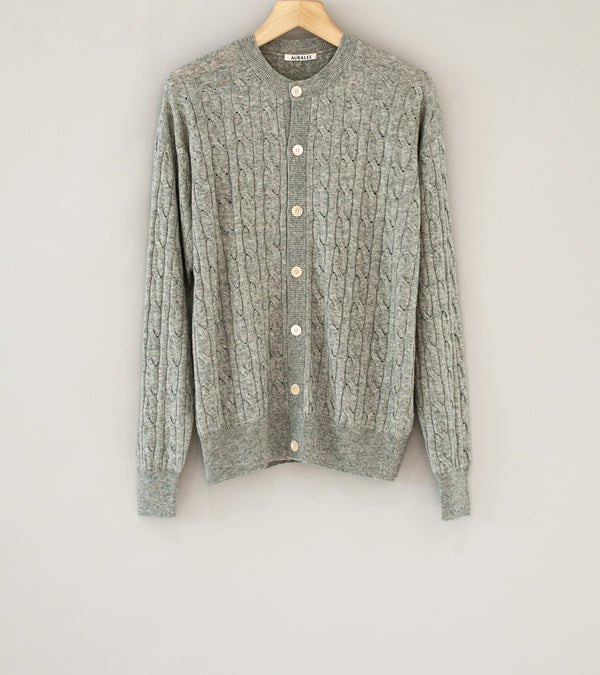 Auralee 'Super Fine Cashmere Silk Cable Knit Cardigan' (Top Gray)