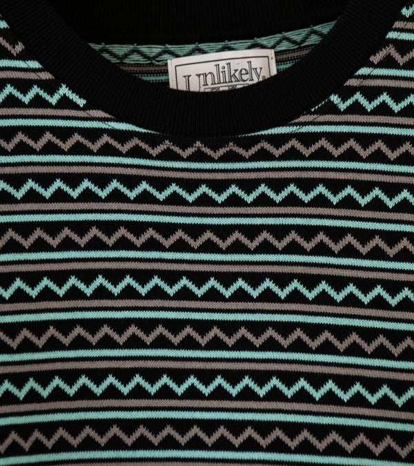 Unlikely 'Jacquard Knit Tee' (Black Turquoise)