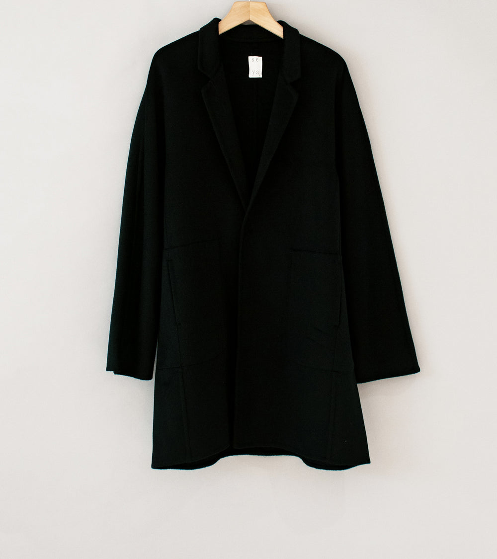 Seya 'Double Face Chris Half Coat' (Black Cashmere Merino Wool)