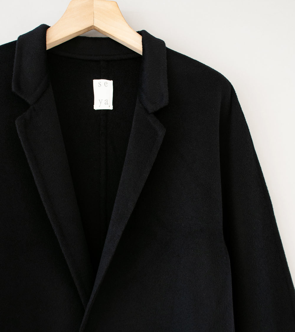 Seya 'Double Face Chris Half Coat' (Black Cashmere Merino Wool)