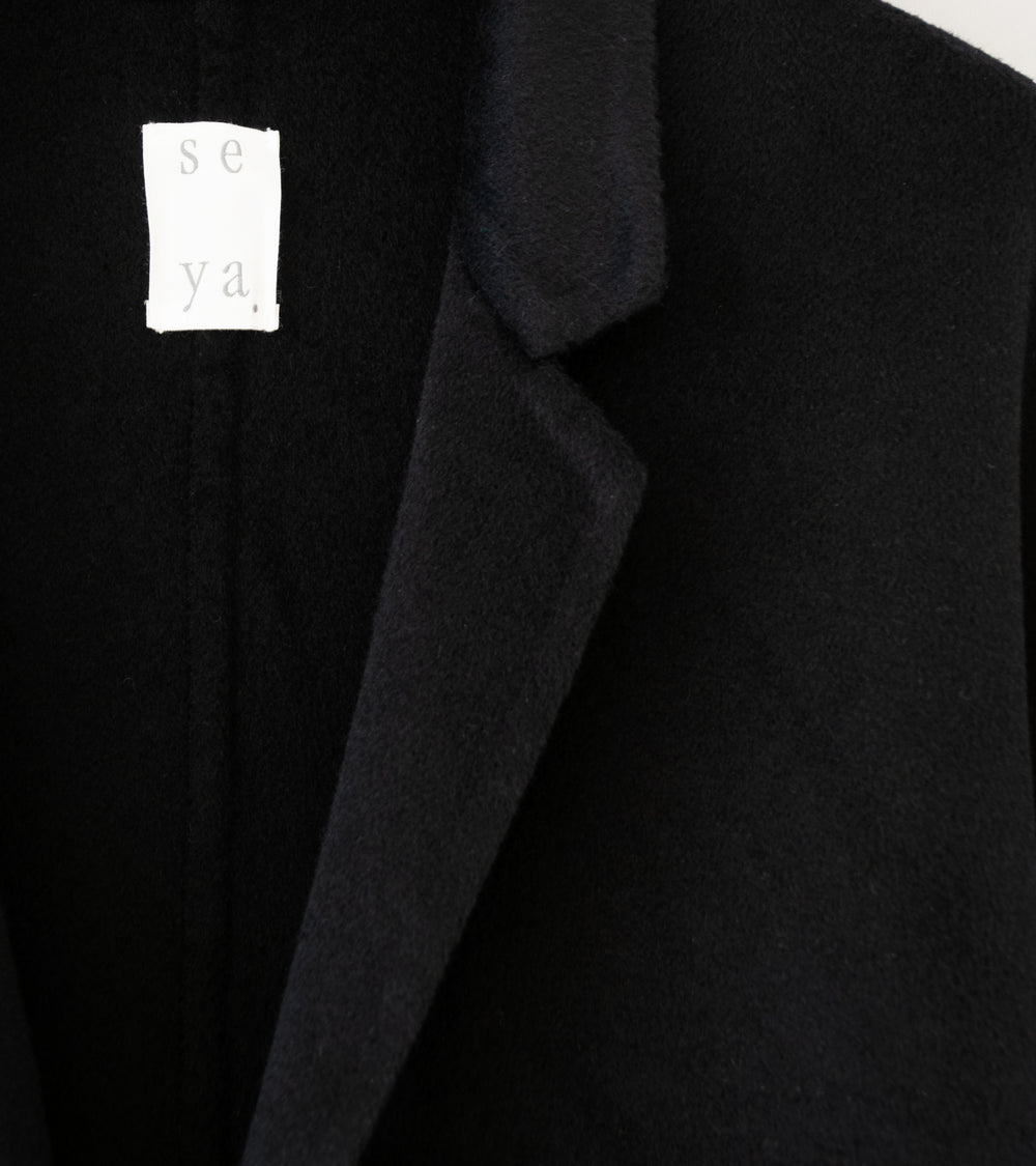 Seya 'Double Face Chris Half Coat' (Black Cashmere Merino Wool)