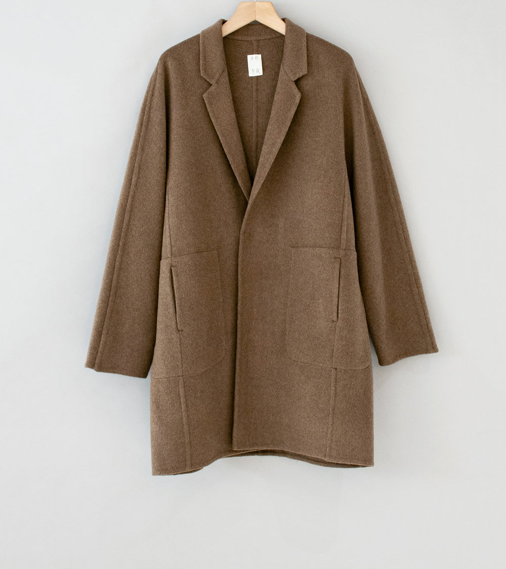 Seya 'Double Face Yak Half Coat' (Brown Undyed Yak)