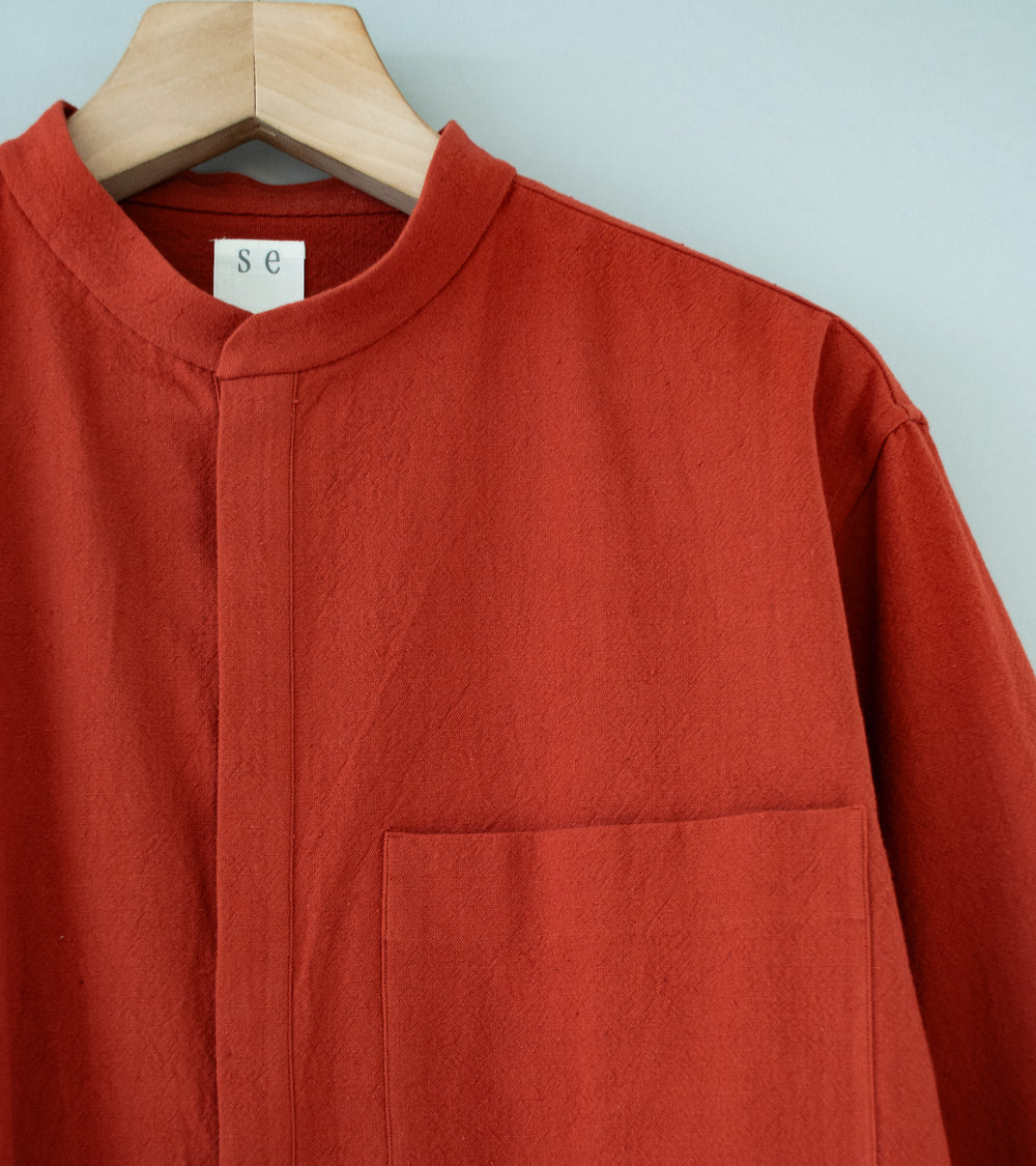 Seya 'Hand Stitch Kurta Shirt' (Brick Nepped Cotton)