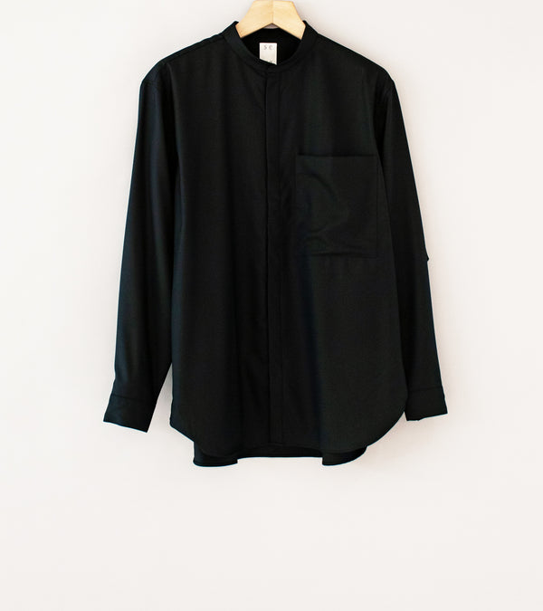 Seya 'Hand Stitch Kurta Shirt' (Midnight Refined Cashmere Silk Twill)