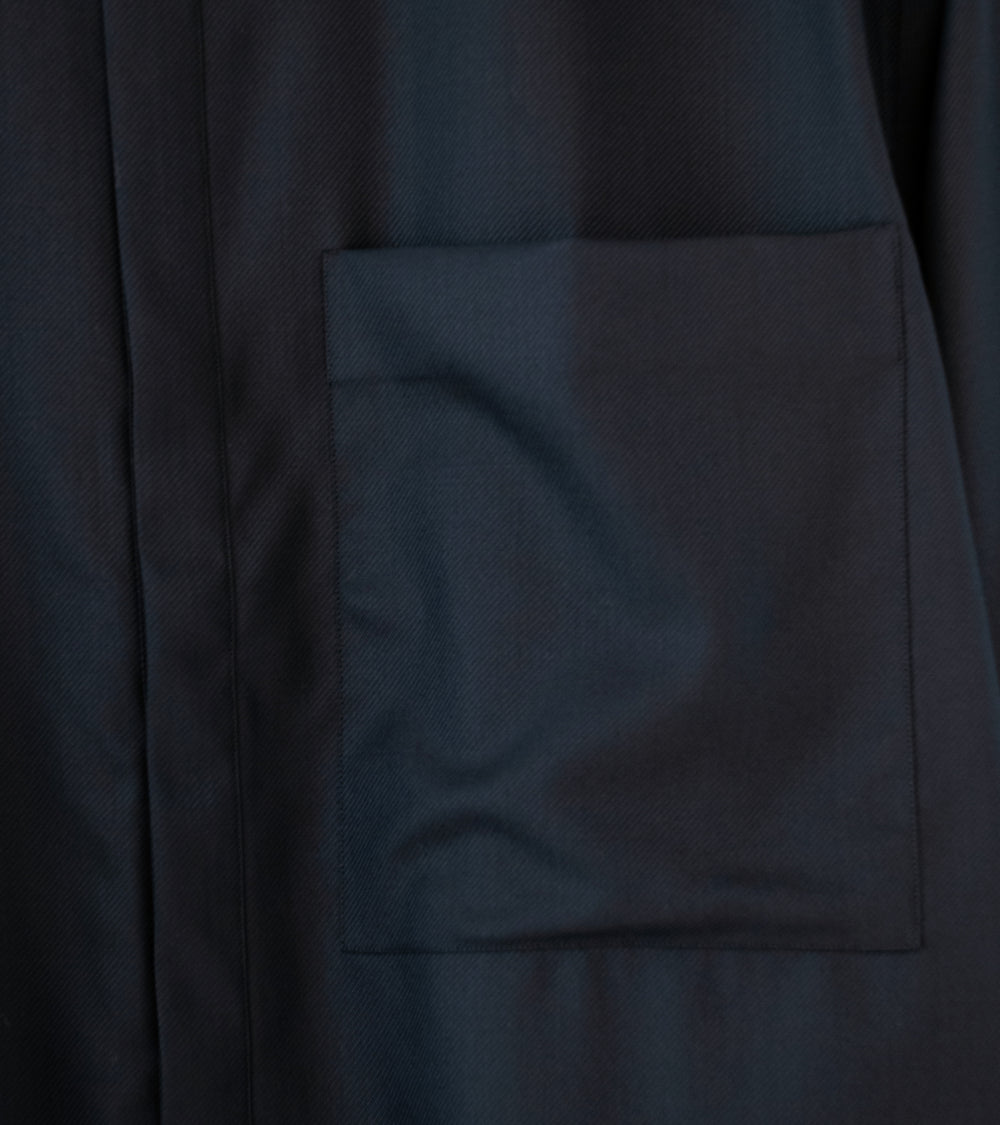 Seya 'Hand Stitch Kurta Shirt' (Midnight Refined Cashmere Silk Twill)