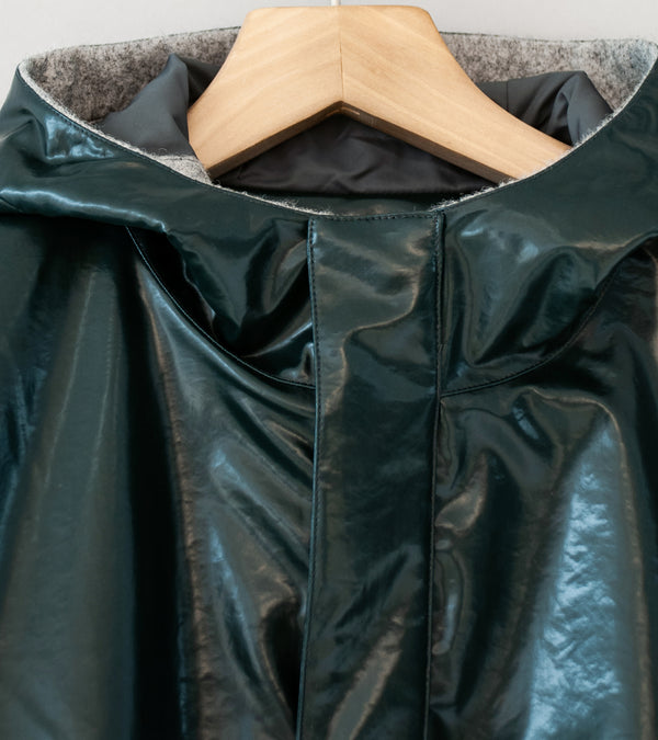 Sturla 'Tab Hooded Jacket' (Bottle Green Laminated Nylon Canvas)