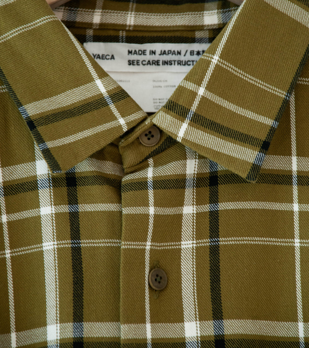 Yaeca 'Button Shirt Wide' (Olive Check)