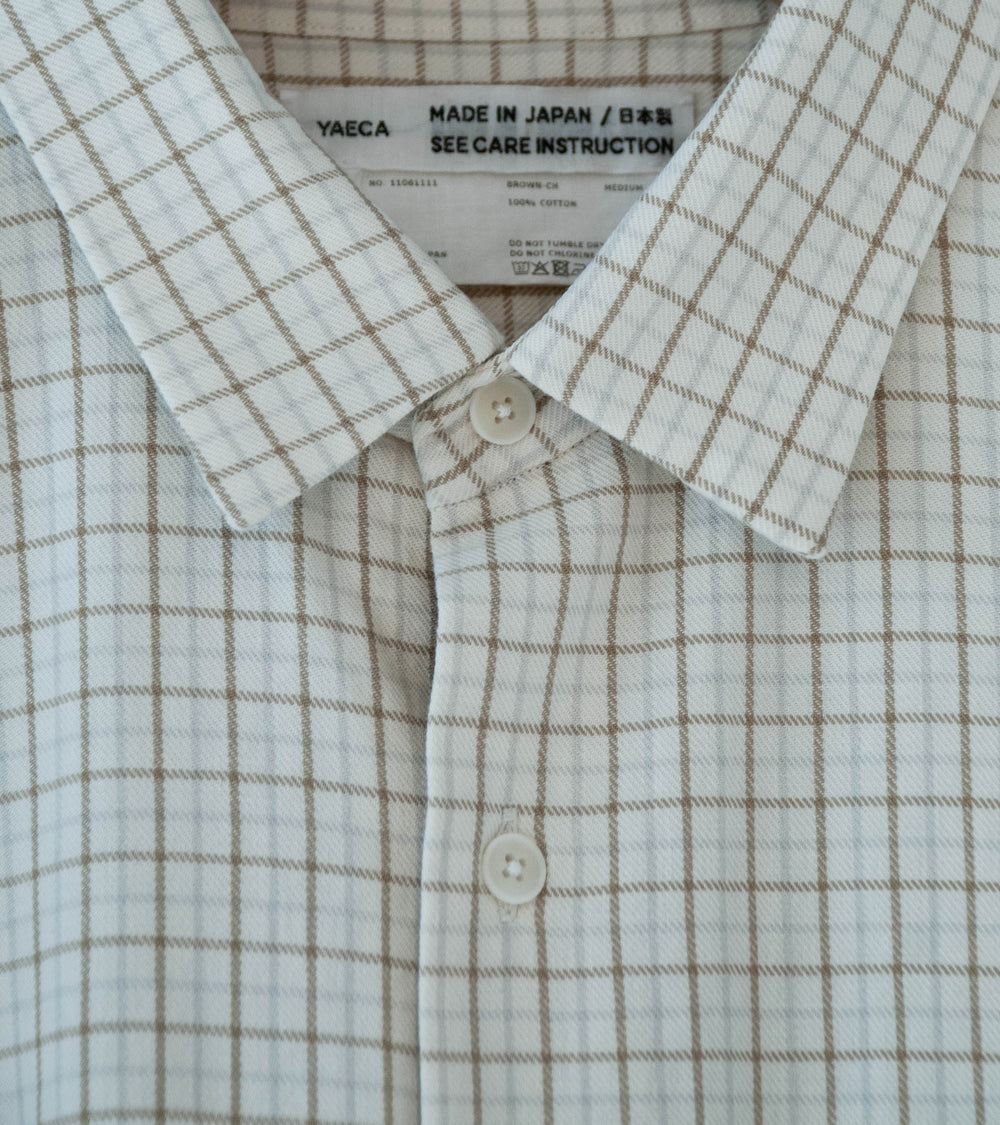 Yaeca 'Button Shirt Wide' (Brown Check)
