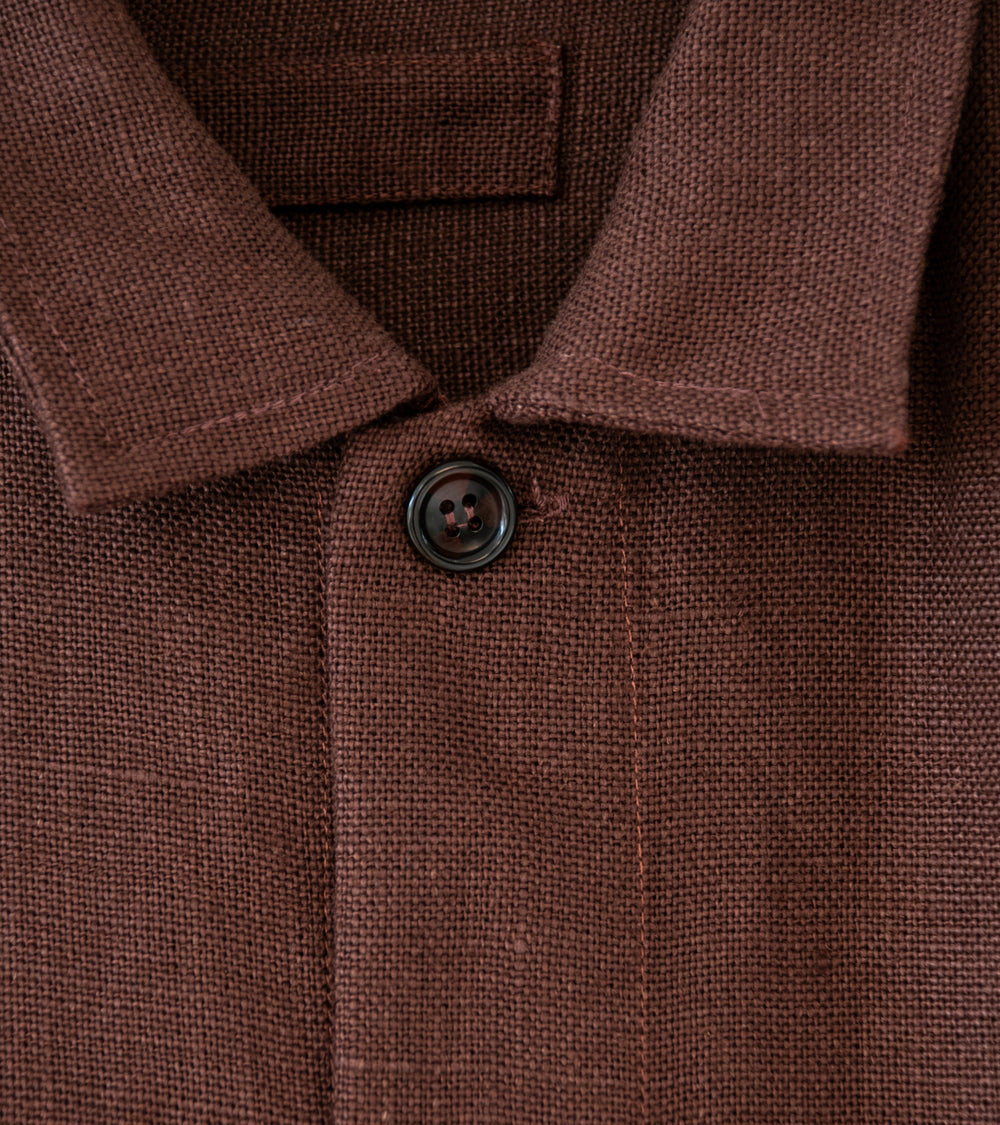 James Coward 'Travail Shirt' (Chestnut Belgian Linen)