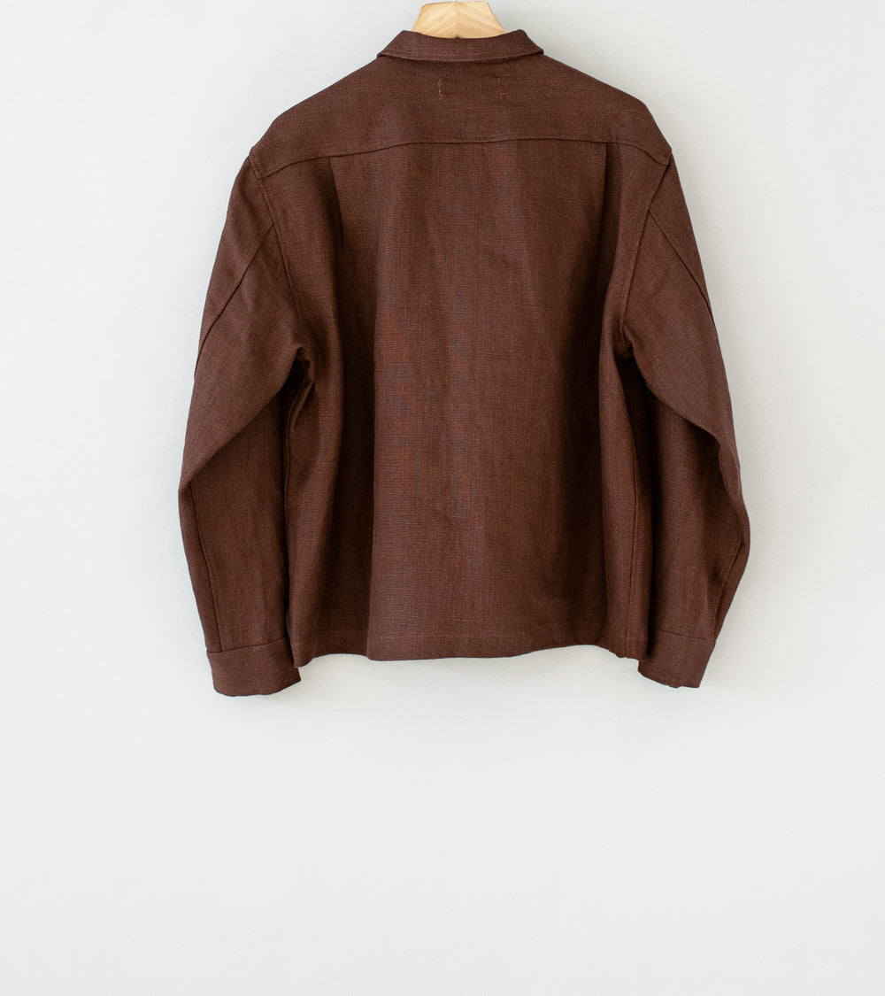 James Coward 'Travail Shirt' (Chestnut Belgian Linen)