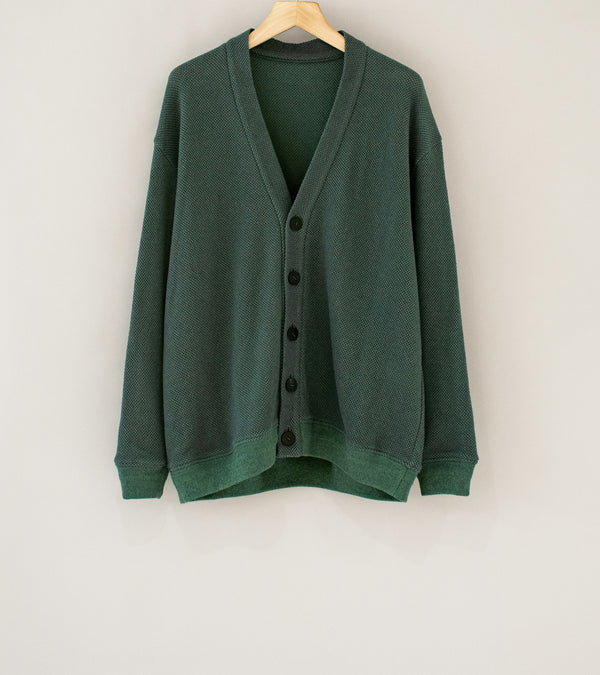 Cale 'Silk Cotton Pique Cardigan' (Green)