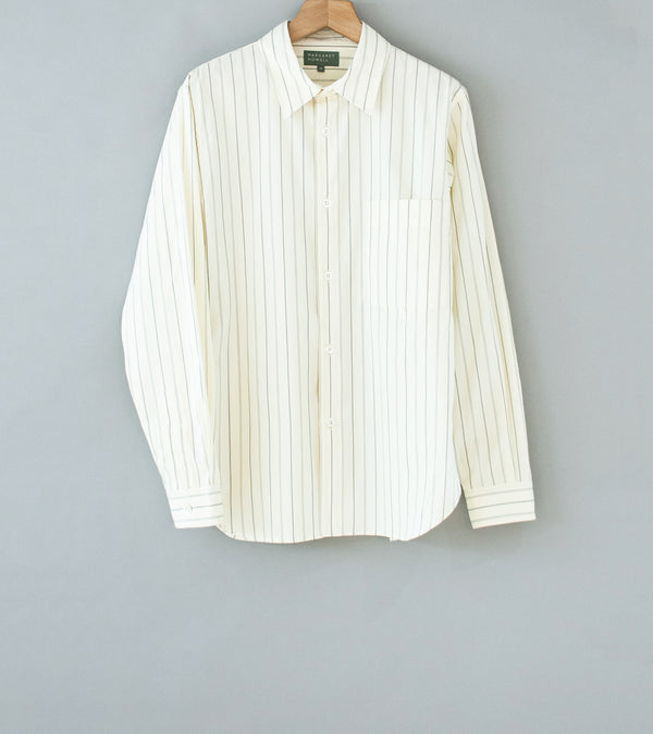 Margaret Howell 'Basic Shirt' (Off White Black Wide Spaced Cotton Stripe)