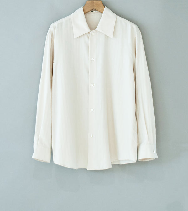 Auralee 'Cotton Cashmere Herringbone Shirt' (Ivory White)