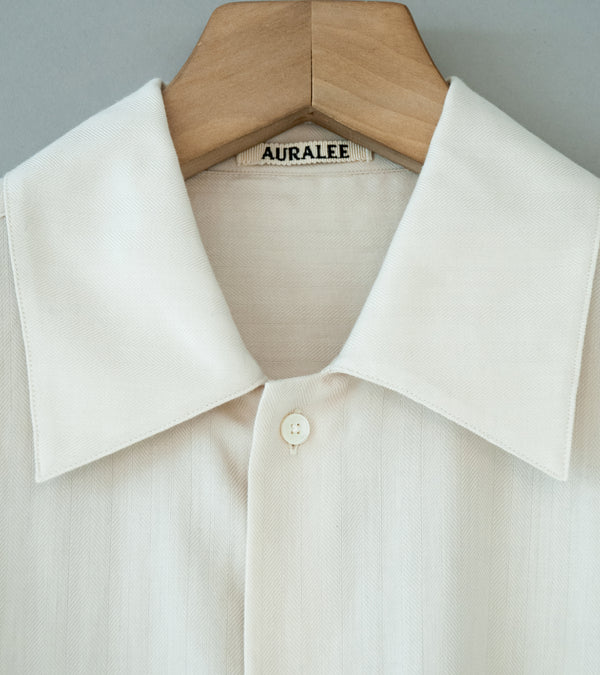 Auralee 'Cotton Cashmere Herringbone Shirt' (Ivory White)