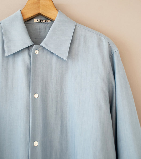 Auralee 'Cotton Cashmere Herringbone Shirt' (Light Blue)