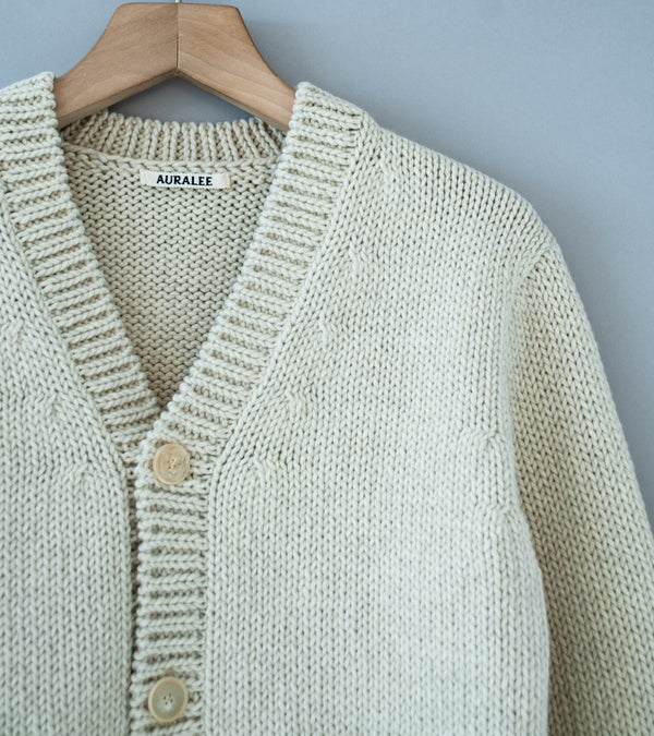 Auralee 'Wool Cashmere Felted Knit Cardigan' (Ivory)