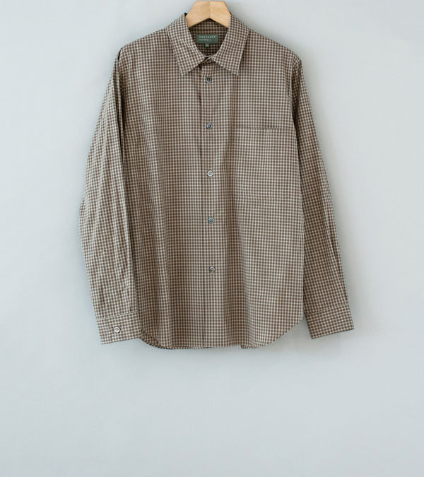 Margaret Howell 'Basic Shirt' (Stone Khaki Small Check Cotton Poplin)