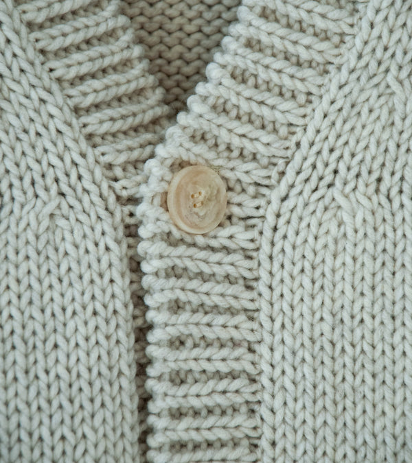 Auralee 'Wool Cashmere Felted Knit Cardigan' (Ivory)